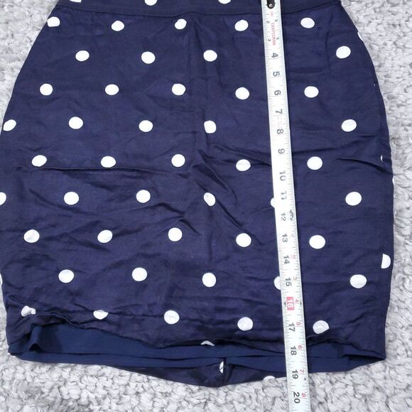 Banana Republic Polka Dot Pencil Skirt Size 6P Petite Navy Blue Linen Blend - Picture 8 of 8